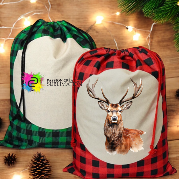 Grand sac de Noël Buffalo pour sublimation