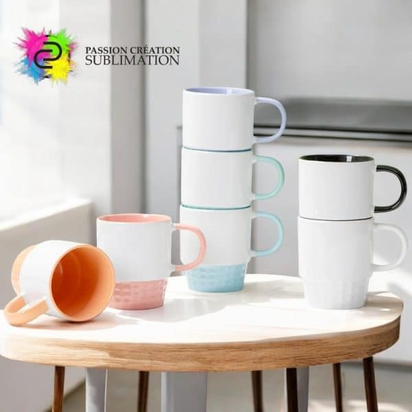 Tasse en céramique lilas empilable pour sublimation - Image 2