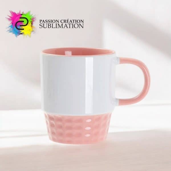 Tasse en céramique rose empilable pour sublimation