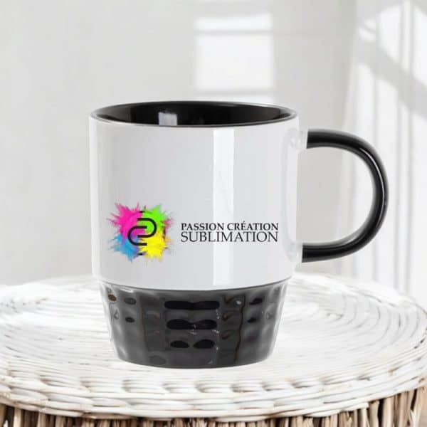 Tasse en céramique noir empilable pour sublimation