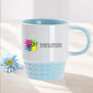 Tasse en céramique bleu pâle empilable pour sublimation