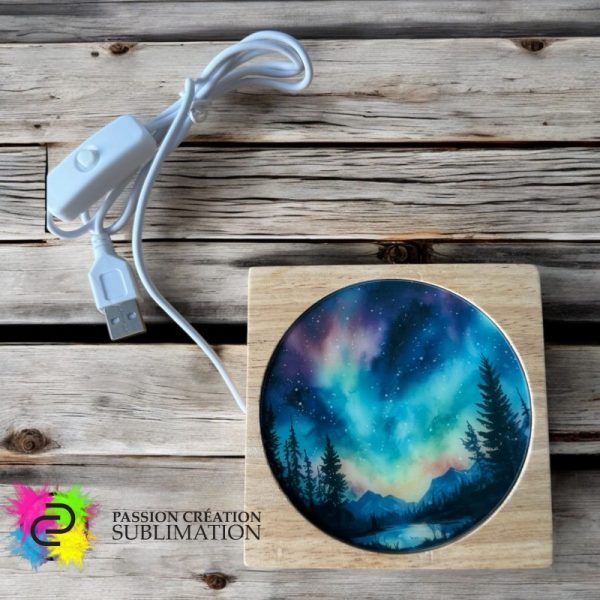 Veilleuse 3D en acrylique avec base en bois pour sublimation