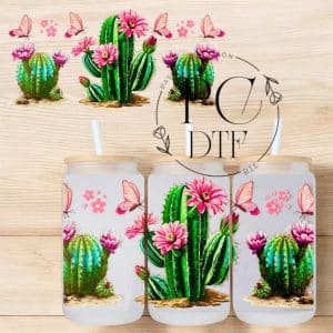 UV DTF cactus et papillon