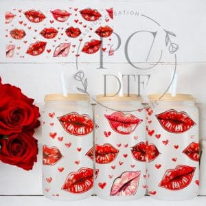UV DTF lèvres rouge et coeur