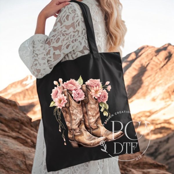 DTF Botte de cowboys avec fleur