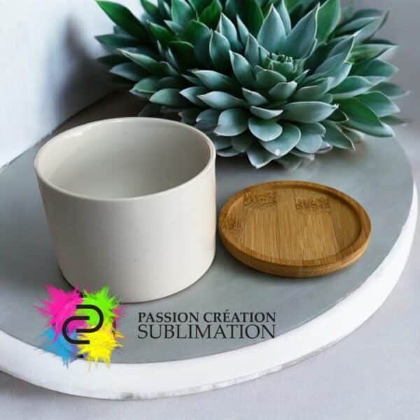 Pot à fleur avec dessous bambou pour sublimation
